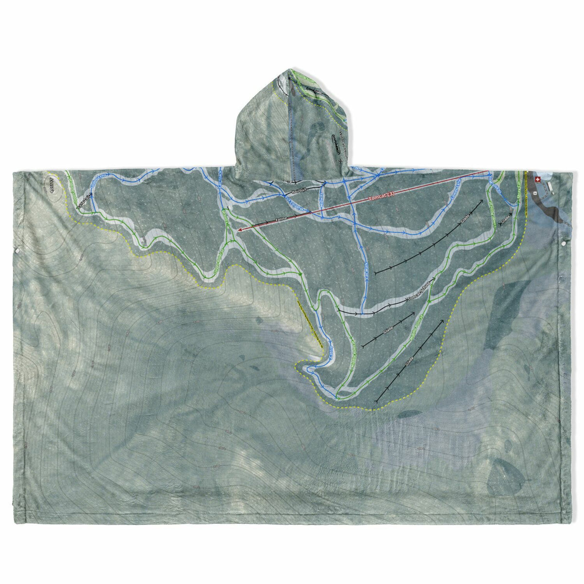 Wildcat Mountain, New Hampshire Ski Resort Map Flannel Blanket Poncho