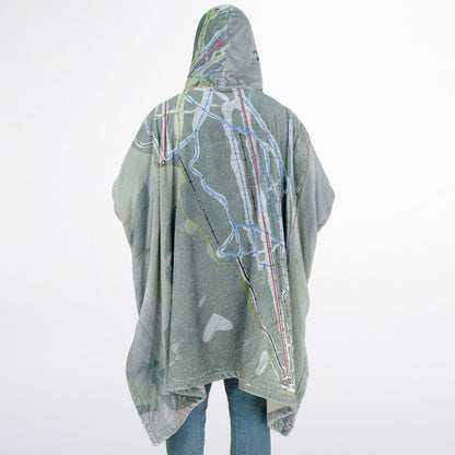 Pico Mountain, Vermont Ski Resort Map Flannel Blanket Poncho
