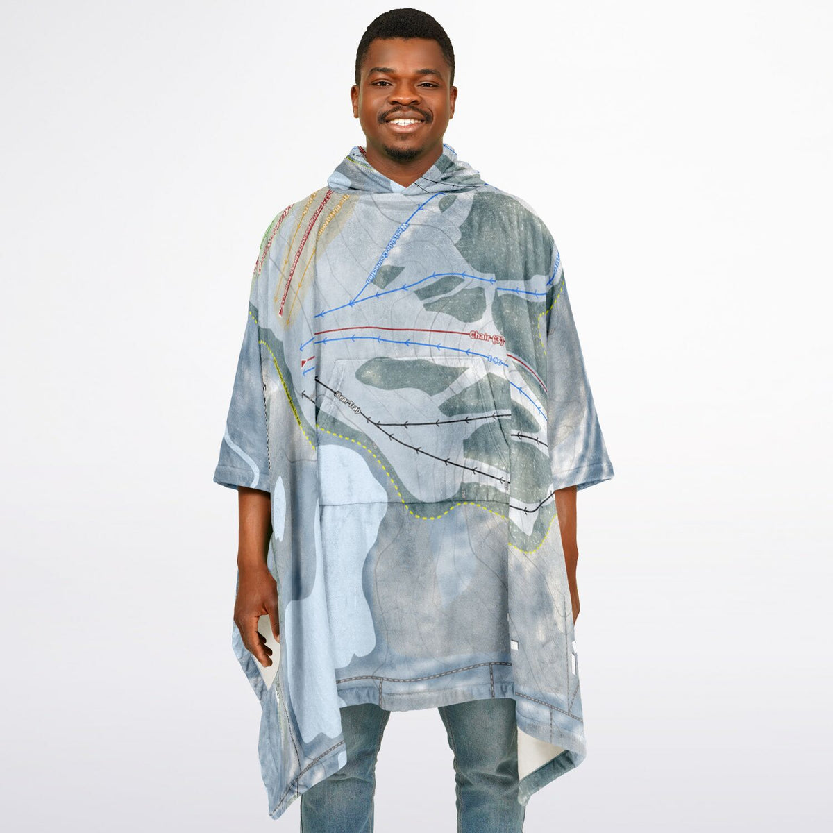 Cannonsburg, Michigan Ski Resort Map Flannel Blanket Poncho