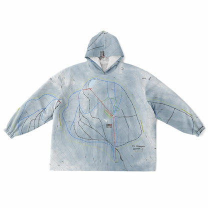 Mt Olympus, New Zealand Ski Trail Map - Snug Hoodie - Powderaddicts