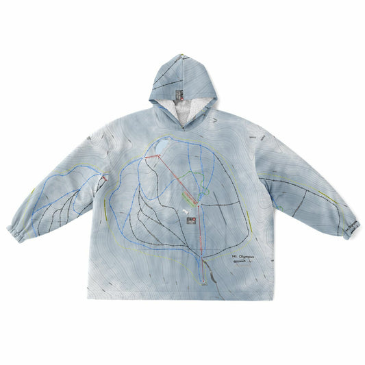 Mt Olympus, New Zealand Ski Trail Map - Snug Hoodie - Powderaddicts
