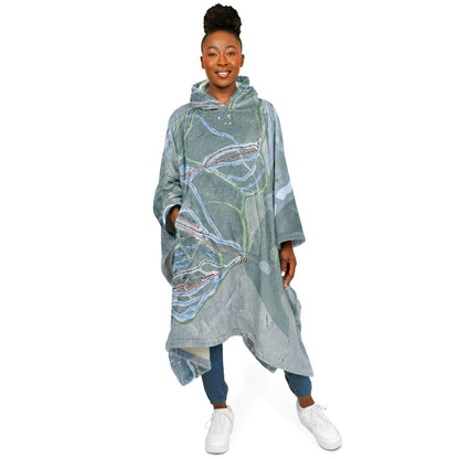 Titus Mountain, New York Ski Resort Map Flannel Blanket Poncho