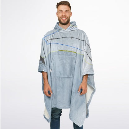 Rotarun, Idaho Ski Resort Map Flannel Blanket Poncho
