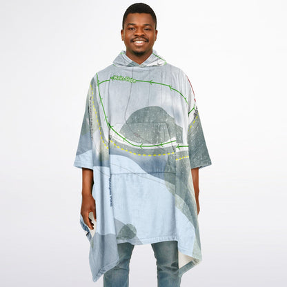 Pinnacle Ski Club, Maine Ski Resort Map Flannel Blanket Poncho