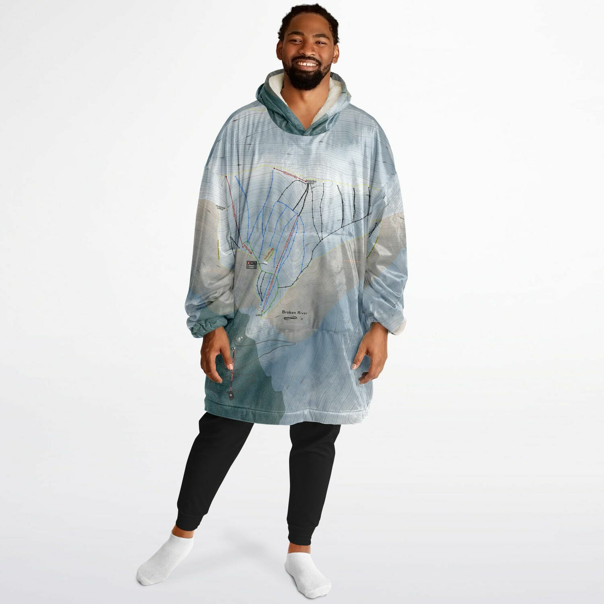 Broken River, New Zealand Ski Trail Map - Snug Hoodie