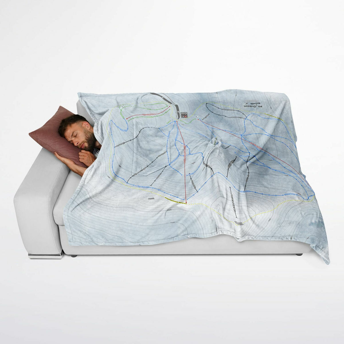 Mt Dobson, New Zealand Ski Resort Map Flannel Blanket Poncho