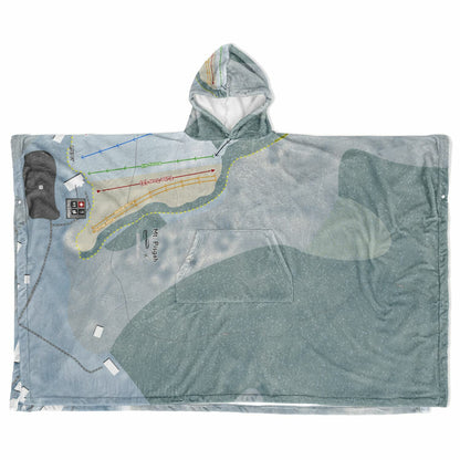 Mt Pisgah, New York Ski Resort Map Flannel Blanket Poncho