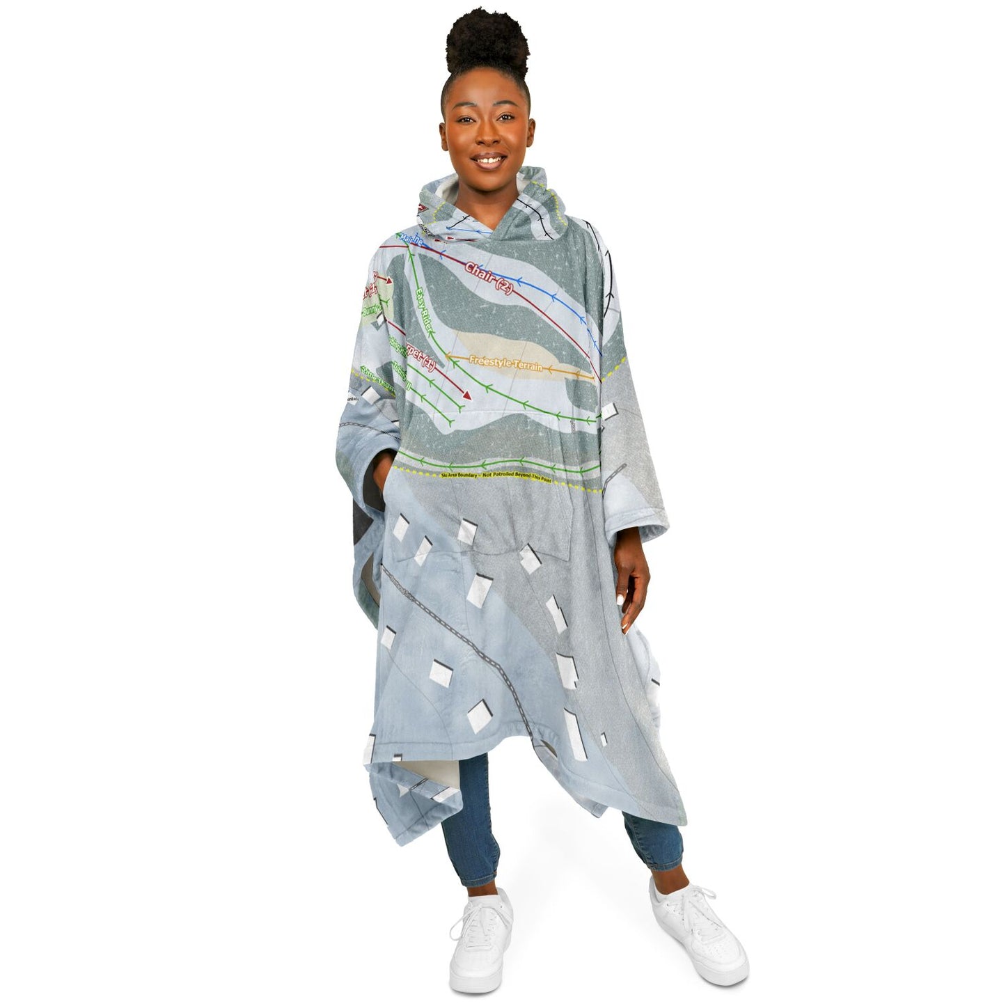 The Hideout, Pennsylvania Ski Resort Map Flannel Blanket Poncho