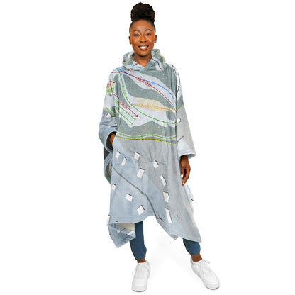The Hideout, Pennsylvania Ski Resort Map Flannel Blanket Poncho