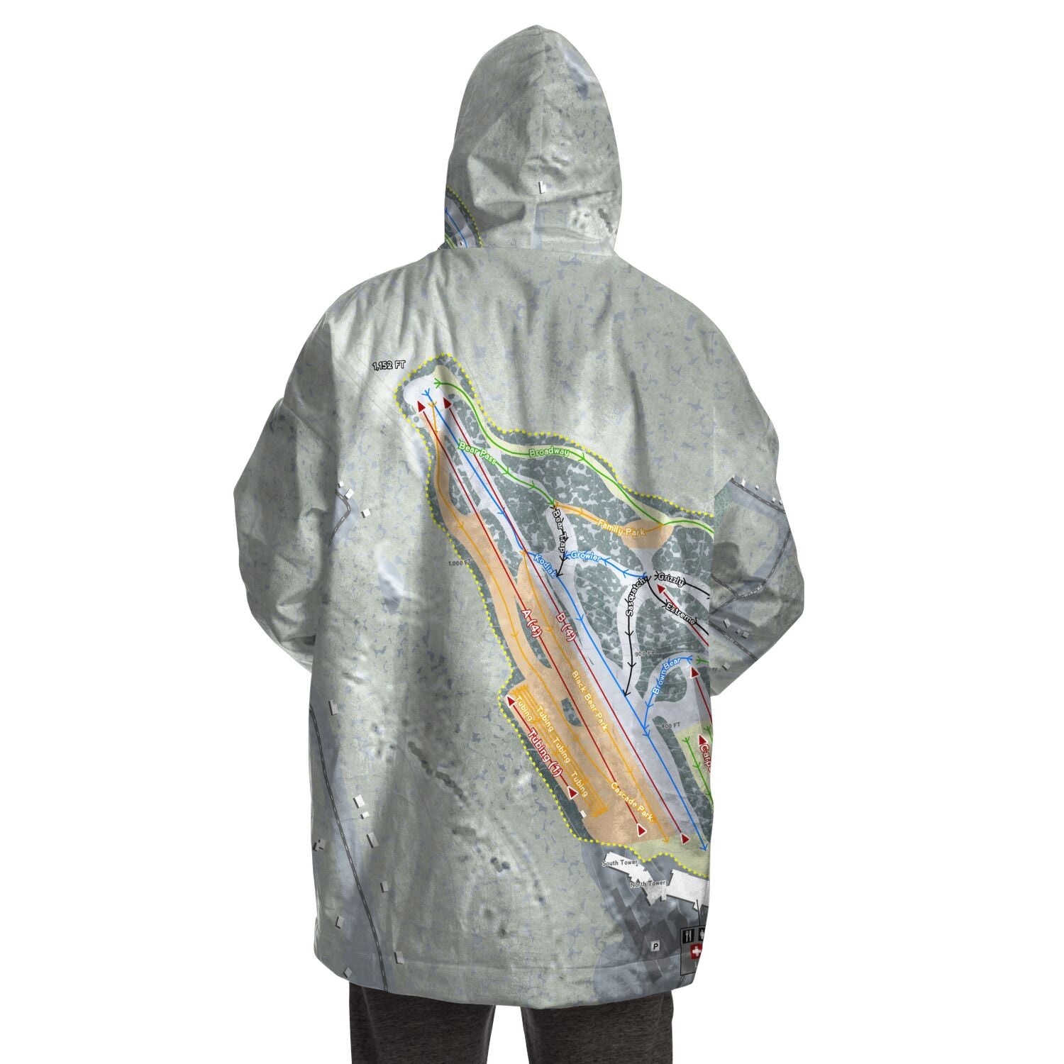 Bear Creek, Pennsylvania Ski Trail Map Snug Hoodie
