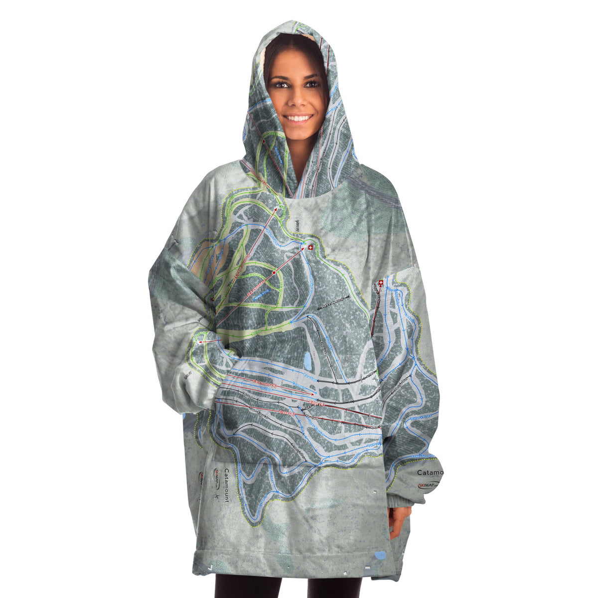Catamount, New York Ski Trail Map - Snug Hoodie