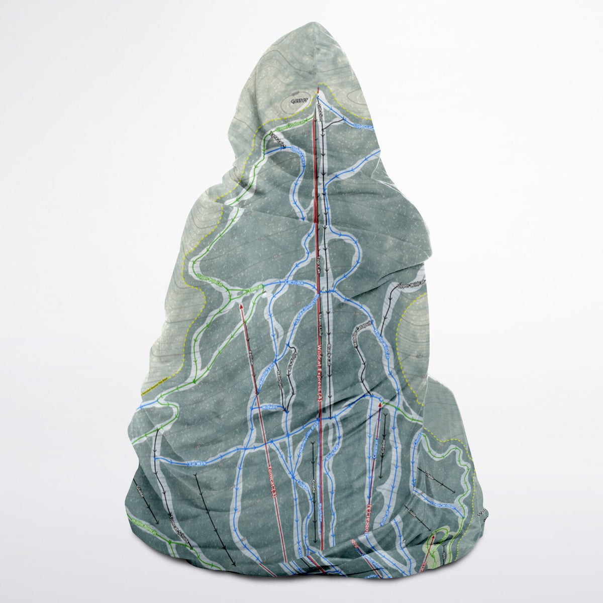 Wildcat Mountain, New Hampshire Ski Trail Map - Youth Hooded Blanket