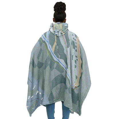 Hilltop, Alaska Ski Resort Map Flannel Blanket Poncho