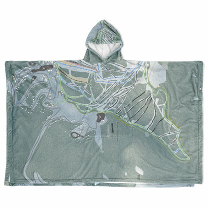 Apex Mountain, British Columbia Ski Resort Map Flannel Blanket Poncho