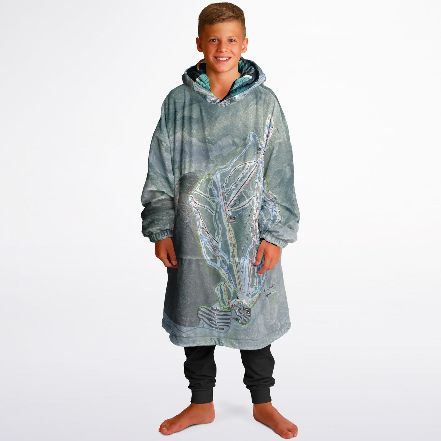 Waterville Valley, New Hampshire Ski Resort Map Reversible Snug Hoodie