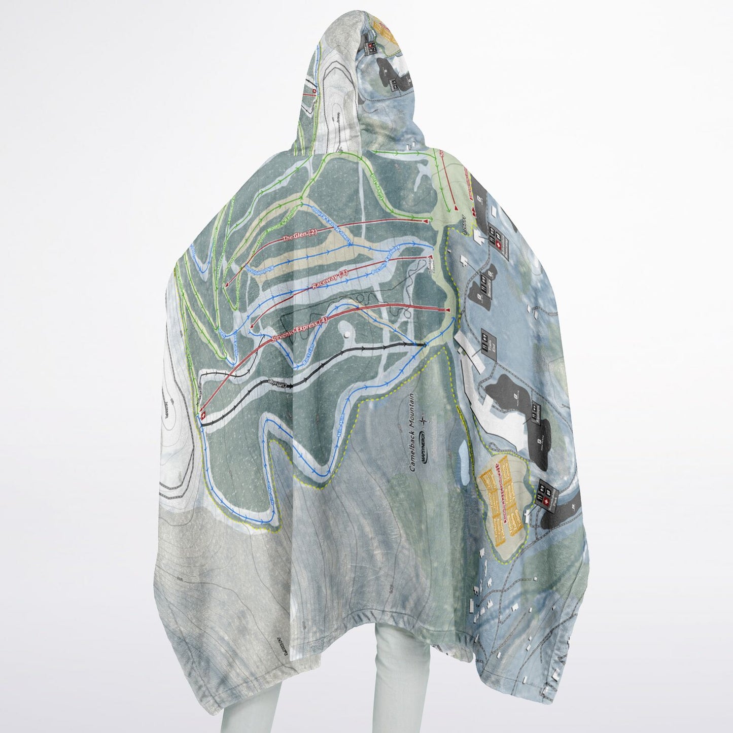 Camelback Mountain, Pennsylvania Ski Resort Map Flannel Blanket Poncho