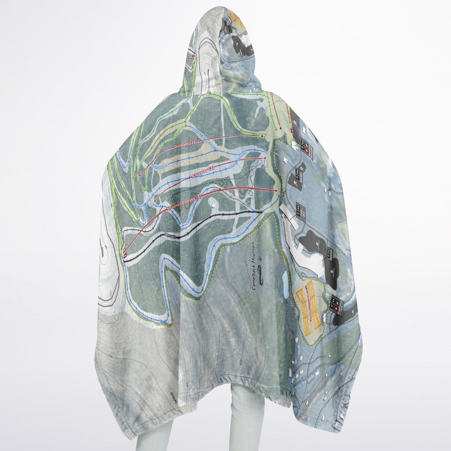 Camelback Mountain, Pennsylvania Ski Resort Map Flannel Blanket Poncho