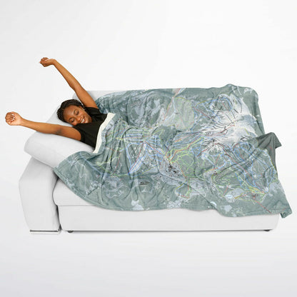 Big Sky, Montana Ski Resort Map Flannel Blanket Poncho