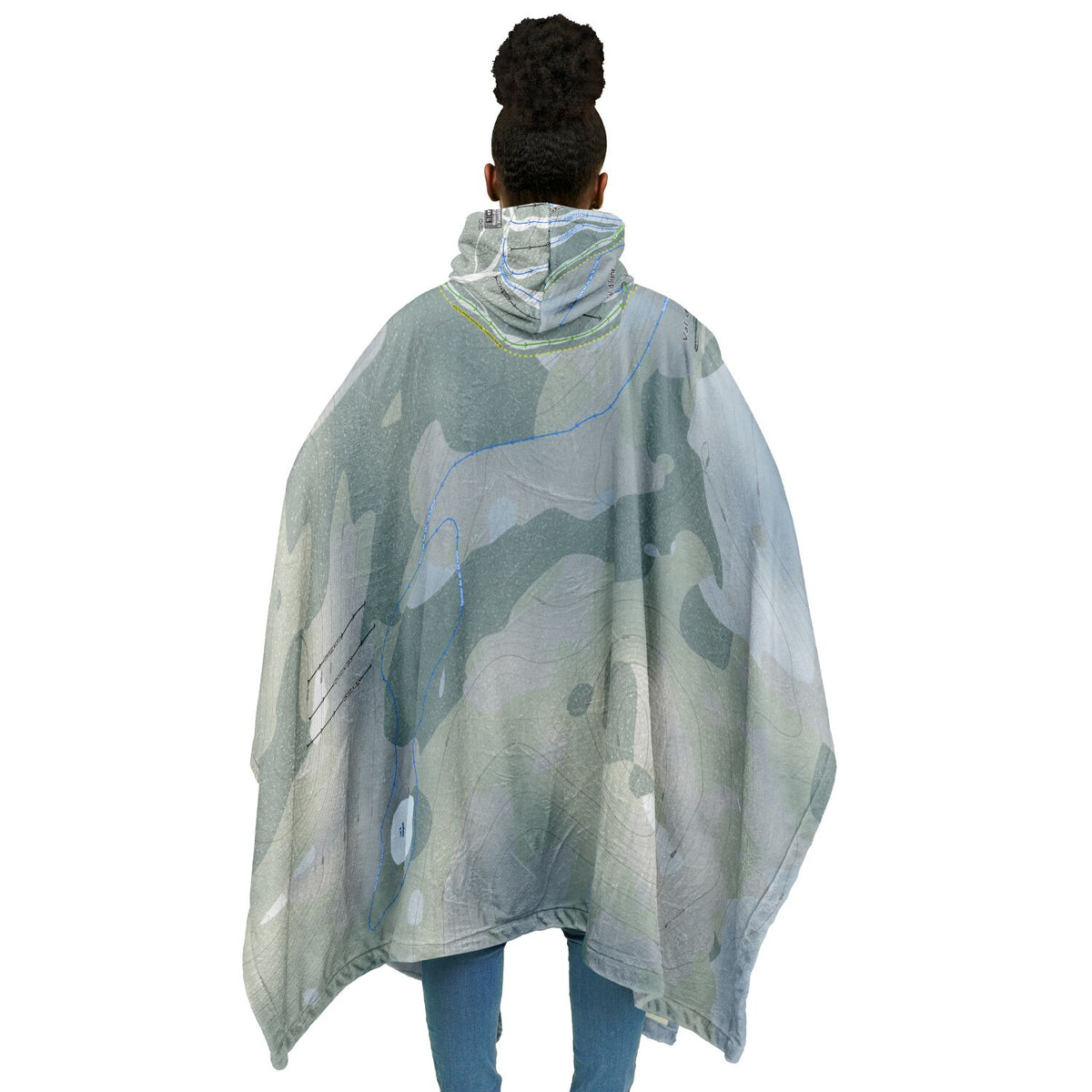 Val-dIrene, Quebec Ski Resort Map Flannel Blanket Poncho