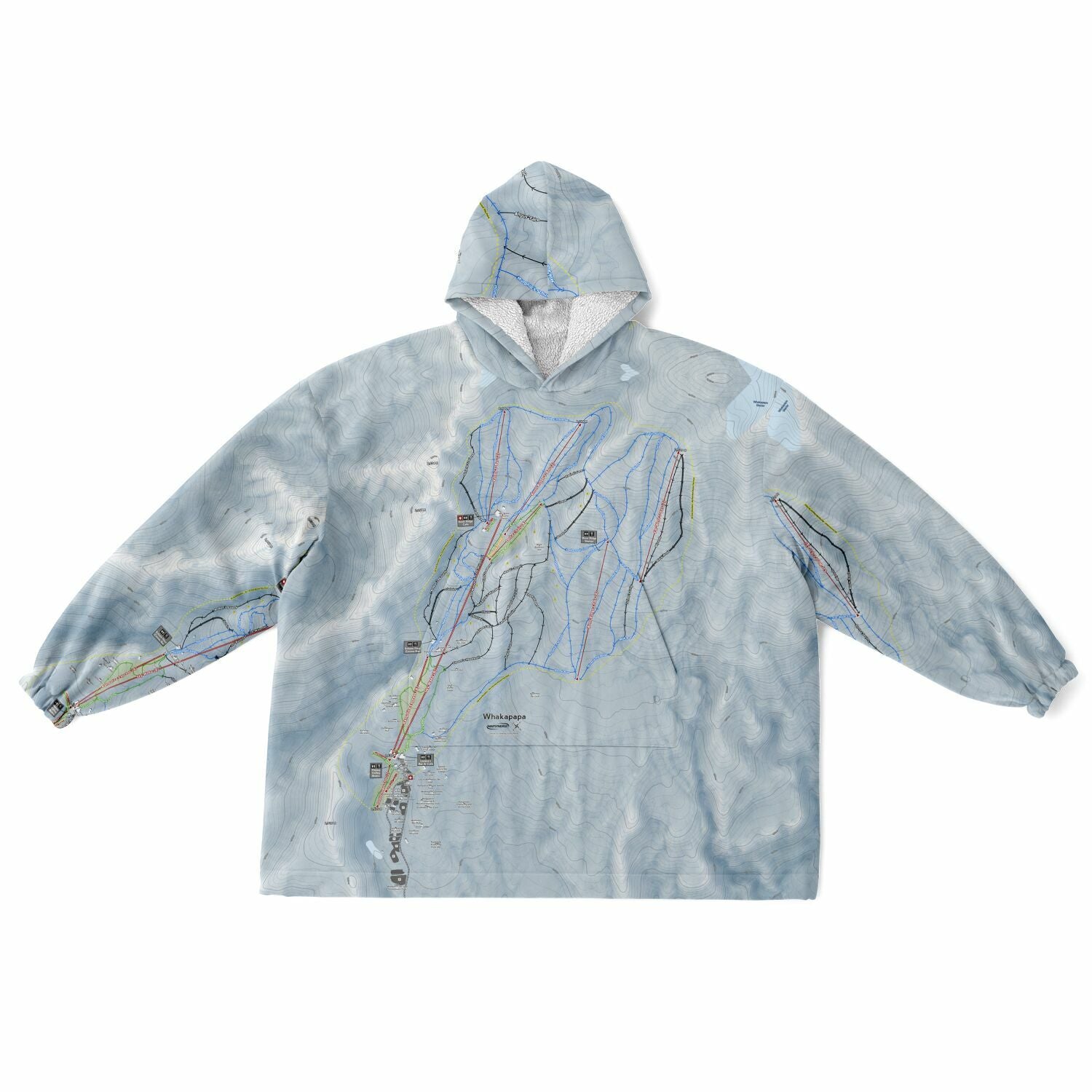 Whakapapa, New Zealand Ski Trail Map - Snug Hoodie