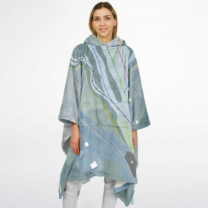 Baker Mountain, Maine Ski Resort Map Flannel Blanket Poncho