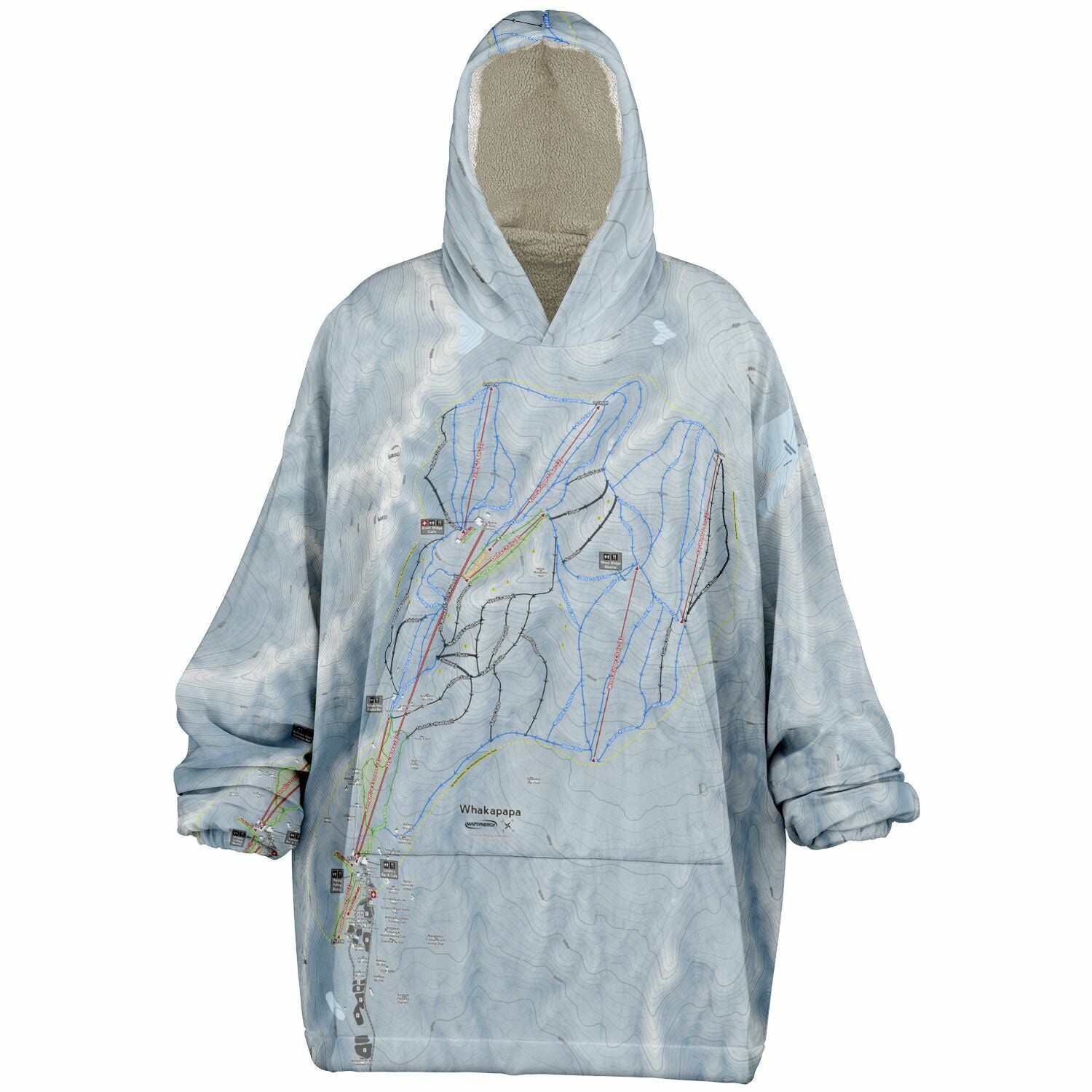 Whakapapa, New Zealand Ski Trail Map - Snug Hoodie