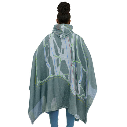 Wapiti Ski Club, British Columbia Ski Resort Map Flannel Blanket Poncho