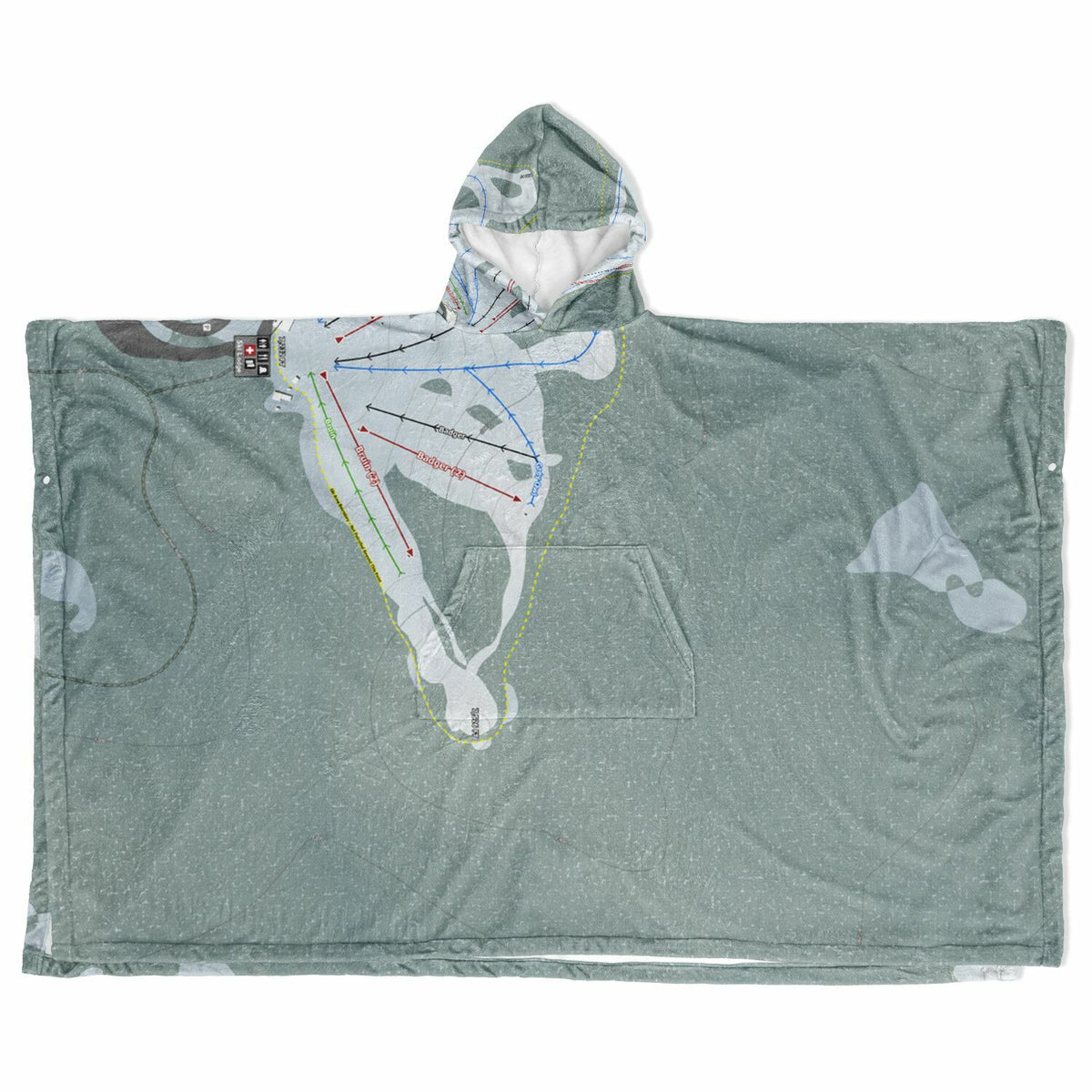 Badger Pass, California Ski Resort Map Flannel Blanket Poncho