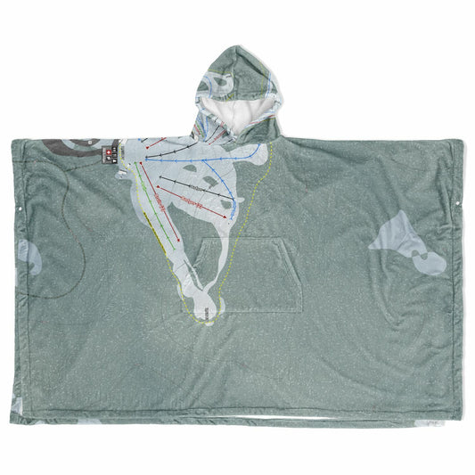 Badger Pass, California Ski Resort Map Flannel Blanket Poncho