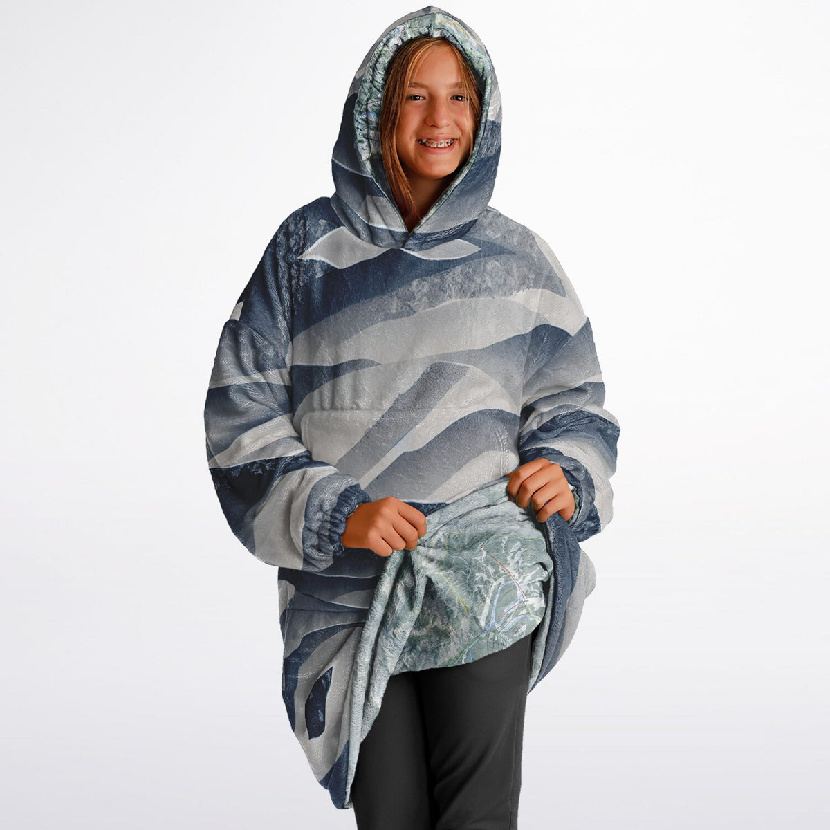 Powder Mountain, Utah Ski Resort Map Youth Reversible Snug Hoodie