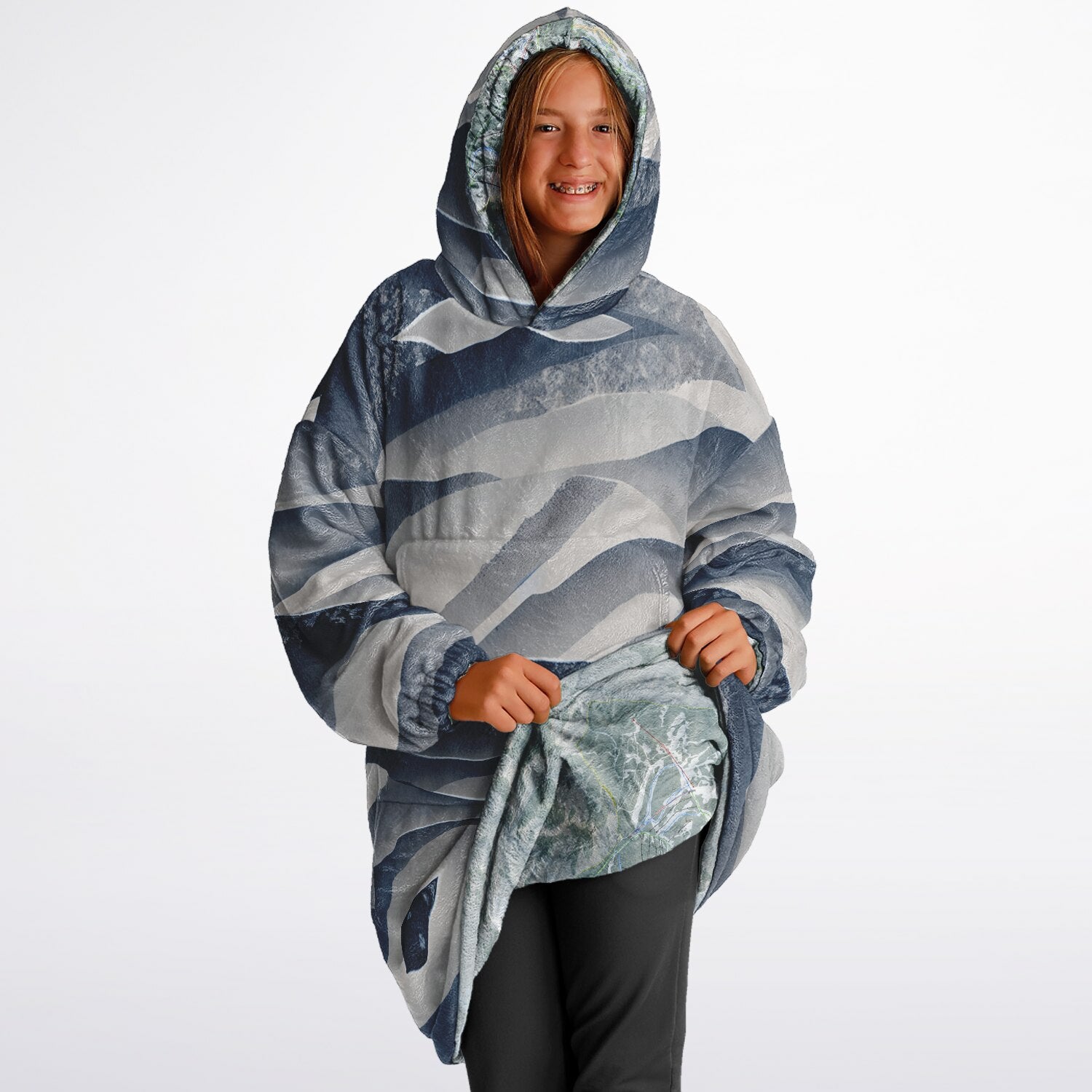 Powder Mountain, Utah Ski Resort Map Youth Reversible Snug Hoodie