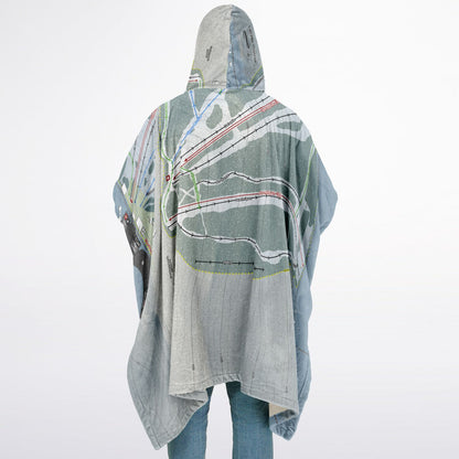 Labrador Mountain, New York Ski Resort Map Flannel Blanket Poncho