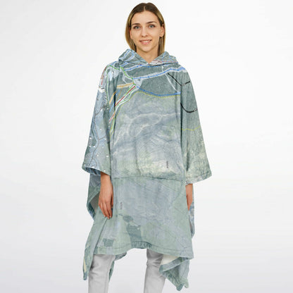 Burke Mountain, Vermont Ski Resort Map Flannel Blanket Poncho