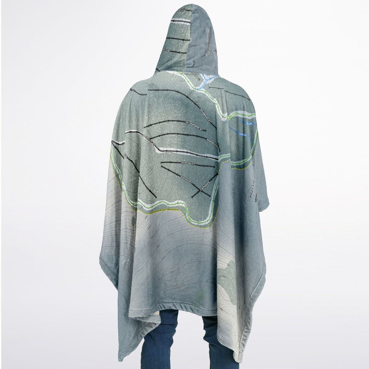 Massif Du Sud, Quebec Ski Resort Map Flannel Blanket Poncho