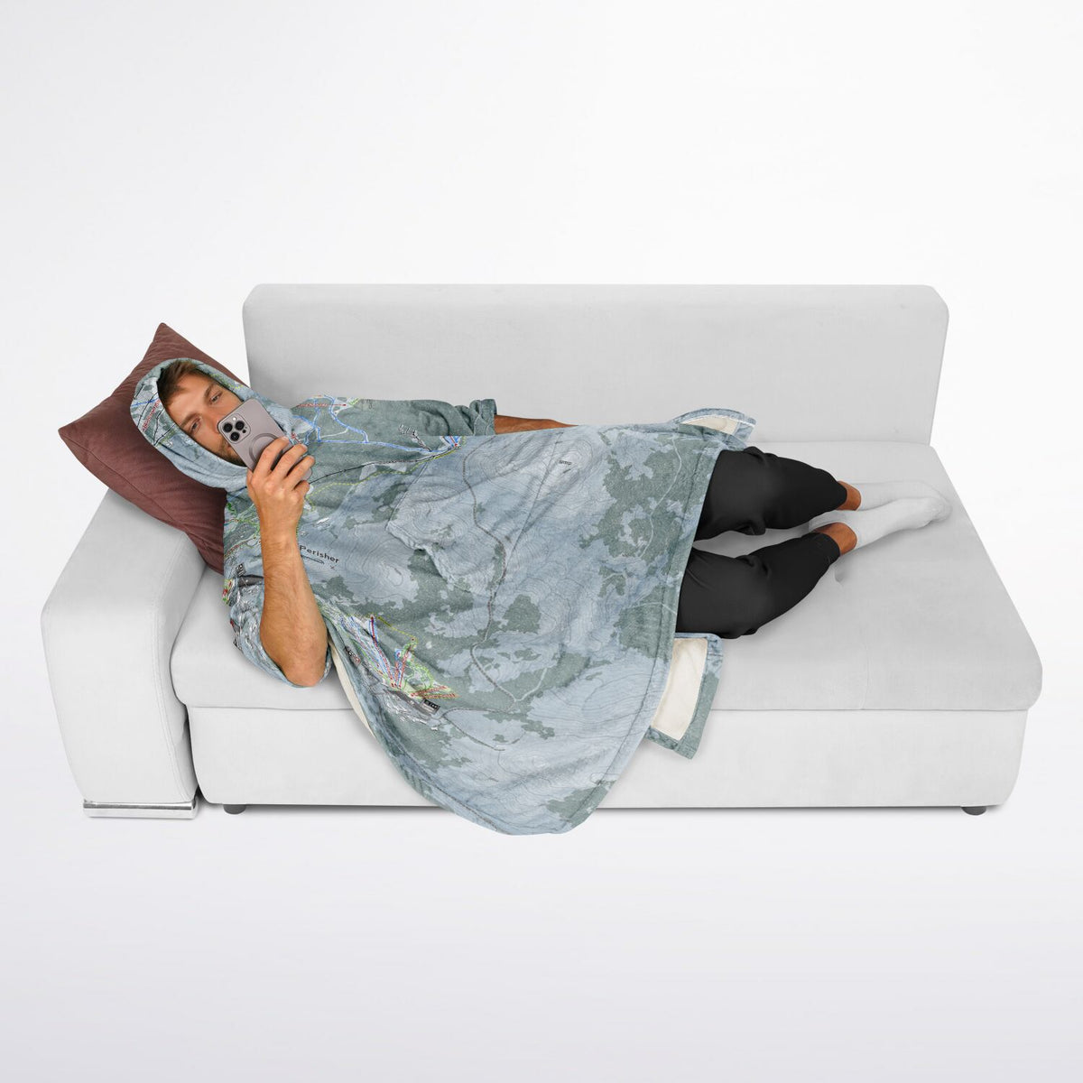 Perisher, Australia Ski Resort Map Flannel Blanket Poncho