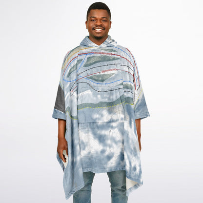 Bittersweet, Michigan Ski Resort Map Flannel Blanket Poncho