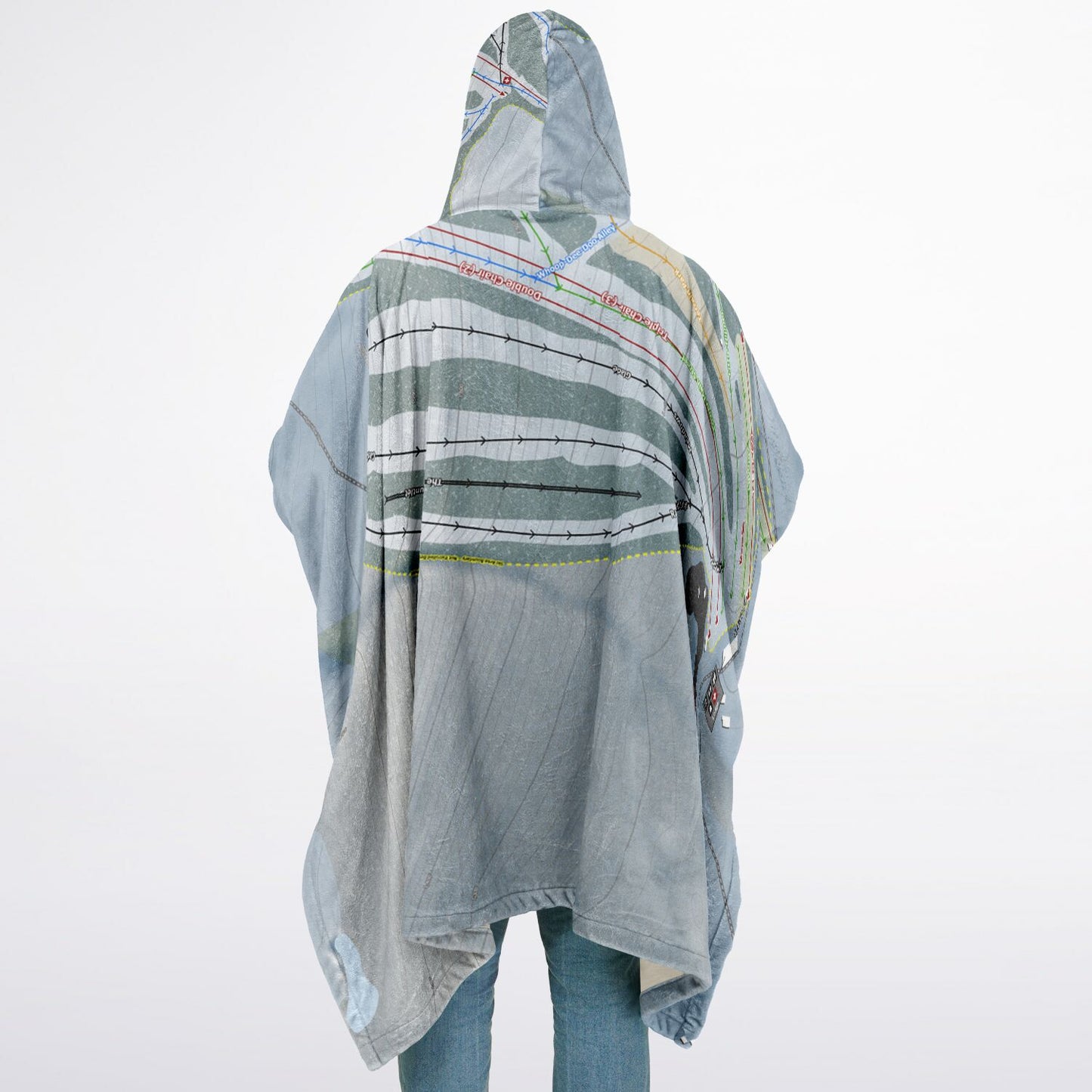Hunt Hollow, New York Ski Resort Map Flannel Blanket Poncho