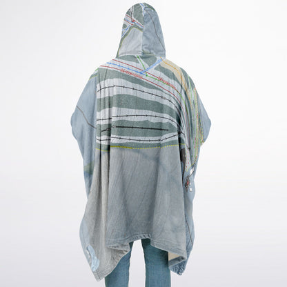 Hunt Hollow, New York Ski Resort Map Flannel Blanket Poncho