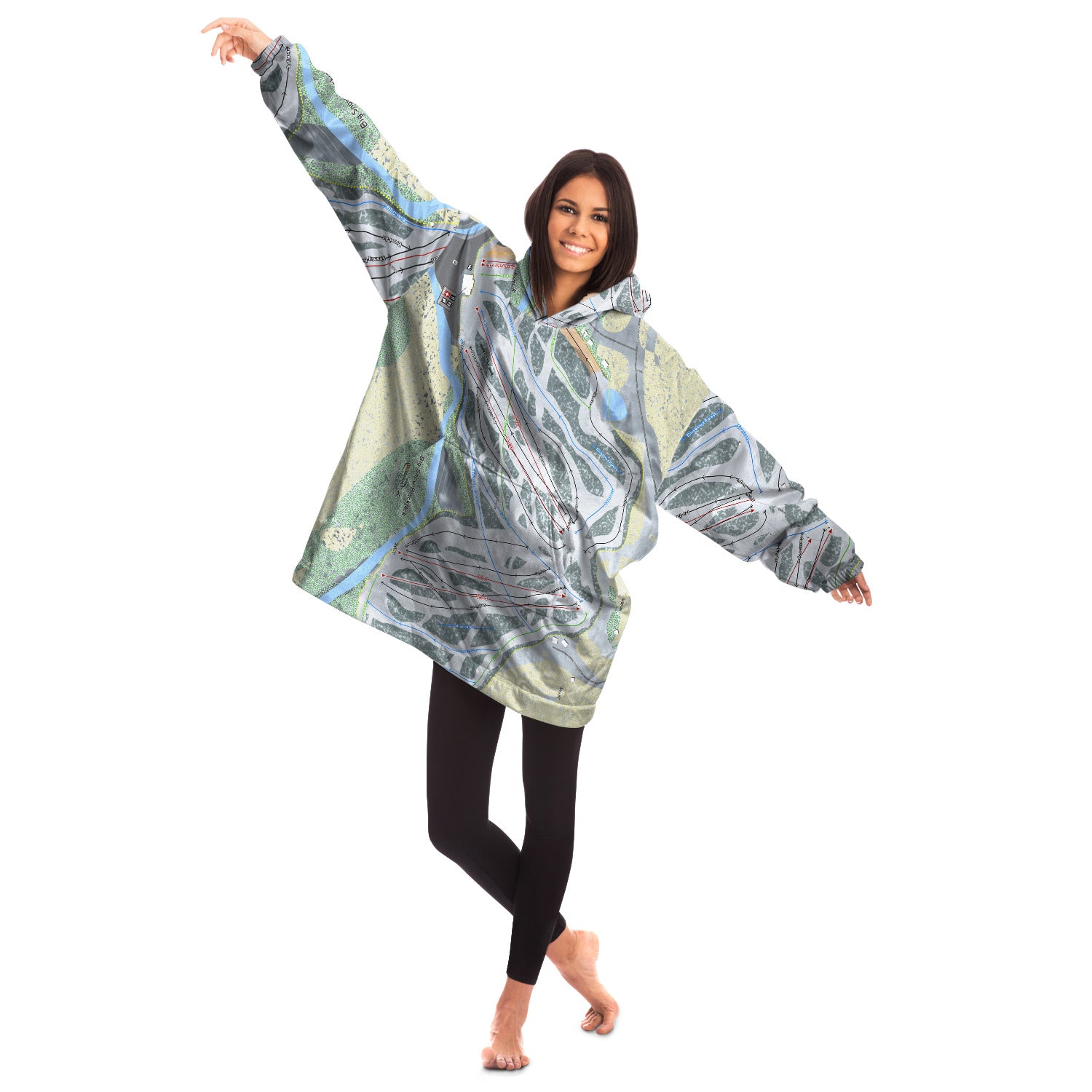 Big Snow BlackJack, Michigan Ski Trail Map Snug Hoodie - Powderaddicts