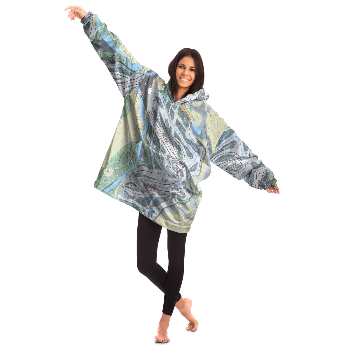 Big Snow BlackJack, Michigan Ski Trail Map Snug Hoodie