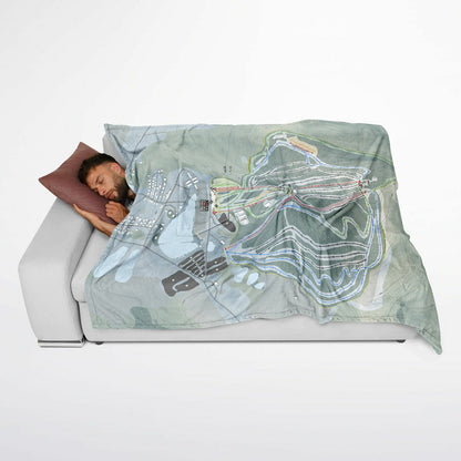 Elk Mountain, Pennsylvania Ski Resort Map Flannel Blanket Poncho