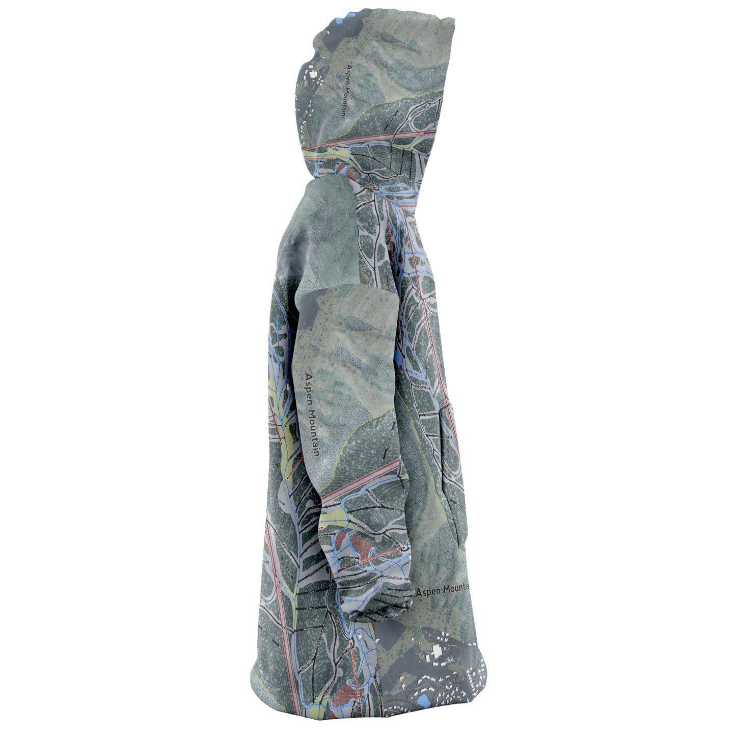 Aspen Mountain, Colorado Ski Trail Map - Snug Hoodie