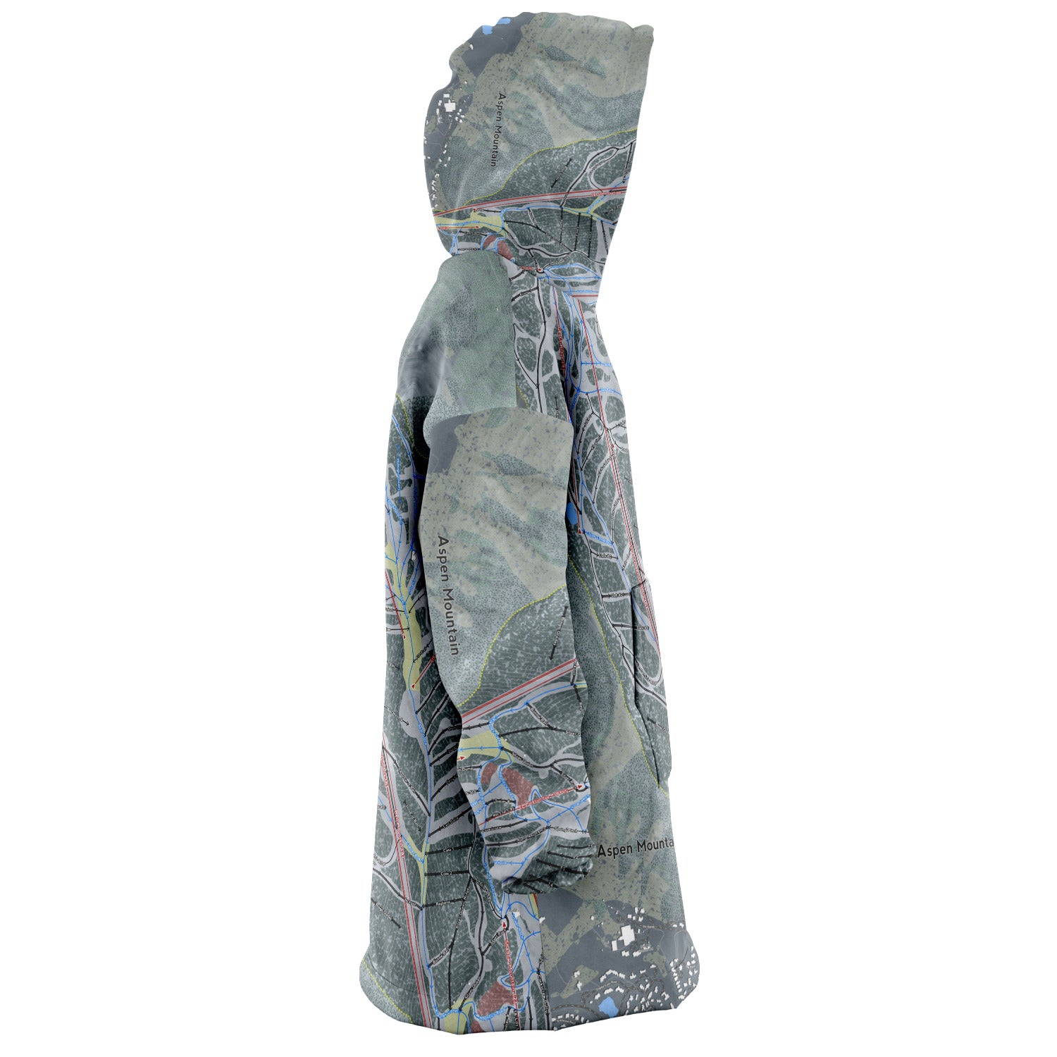 Aspen Mountain, Colorado Ski Trail Map - Snug Hoodie