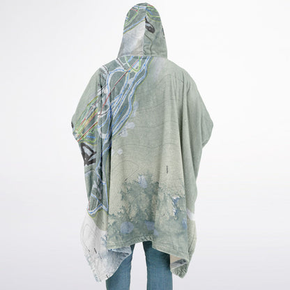 Ski Santa Fe, New Mexico Ski Resort Map Flannel Blanket Poncho