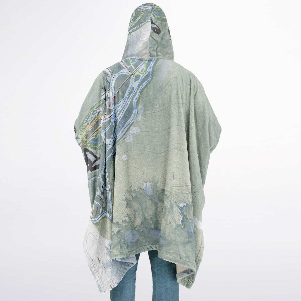 Ski Santa Fe, New Mexico Ski Resort Map Flannel Blanket Poncho