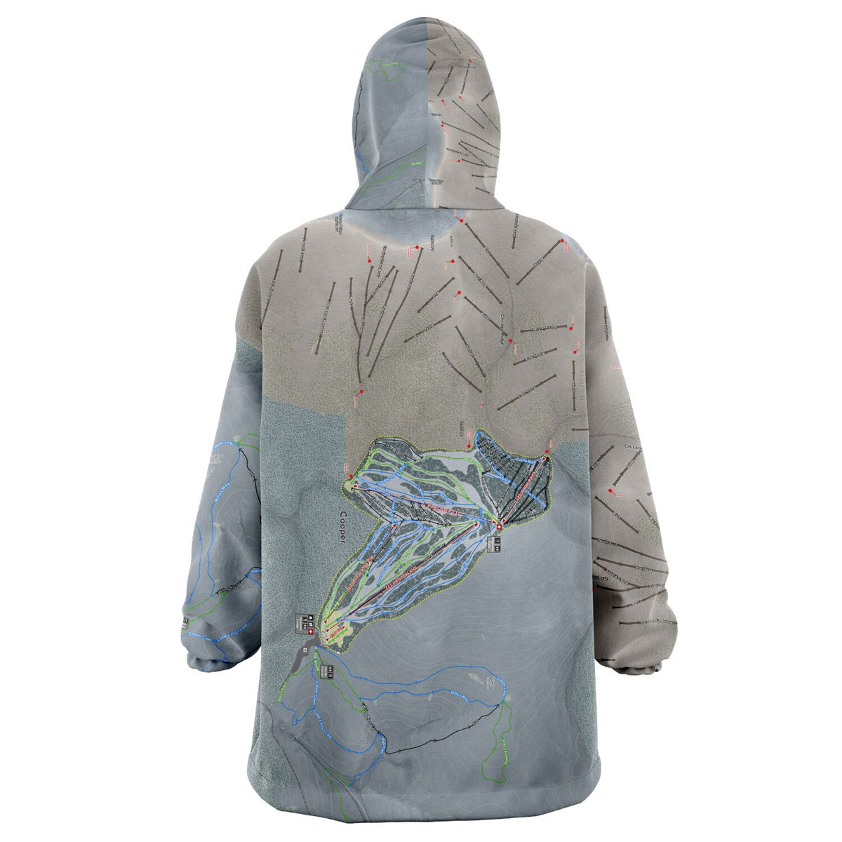 Ski Cooper, Colorado Ski Trail Map - Snug Hoodie