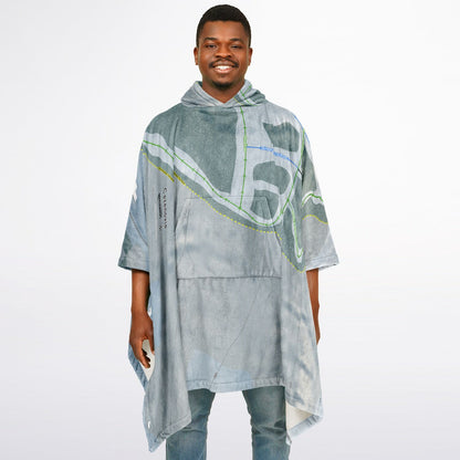 Cazenovia, New York Ski Resort Map Flannel Blanket Poncho