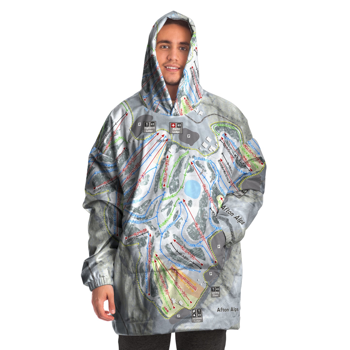 Afton Alps, Minnesota Ski Trail Map - Snug Hoodie