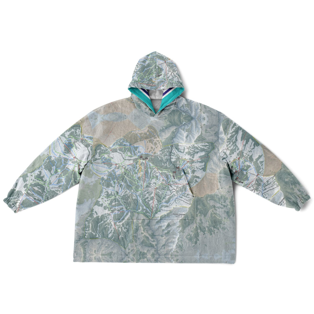 Powder Mountain, Utah Ski Resort Map Reversible Snug Hoodie