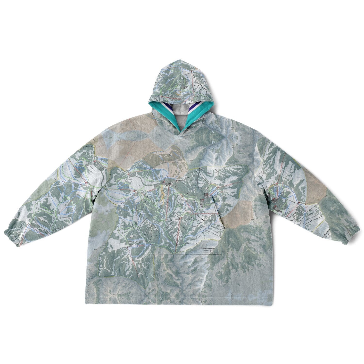 Powder Mountain, Utah Ski Resort Map Reversible Snug Hoodie